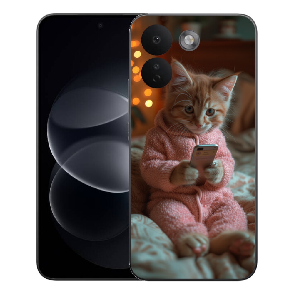 Gélový kryt mmCase na Xiaomi Redmi Note 17 Pro Max 5G - mačiatko s mobilom