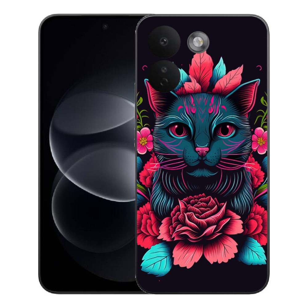Gélový kryt mmCase na Xiaomi Redmi Note 17 Pro Max 5G - kvety a mačka