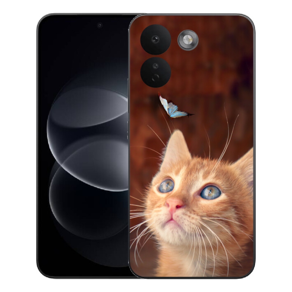 Gélový kryt mmCase na Xiaomi Redmi Note 17 Pro Max 5G - motýľ a mačiatko