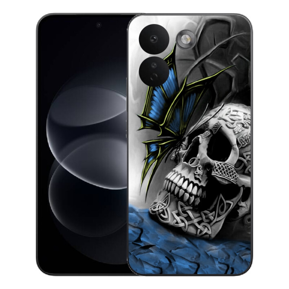 Gélový kryt mmCase na Xiaomi Redmi Note 17 Pro Max 5G - motýľ a lebka