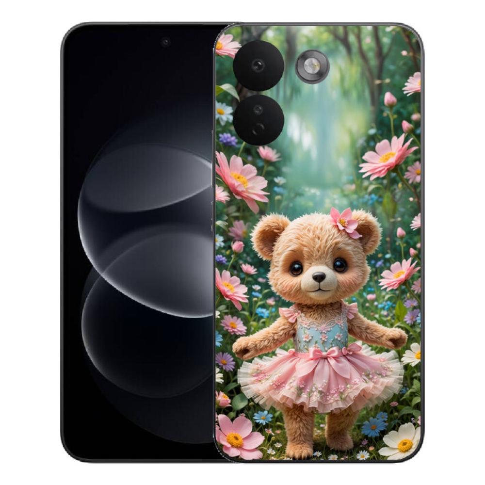 Gélový kryt mmCase na Xiaomi Redmi Note 17 Pro Max 5G - roztomilý medvedík v kvetoch