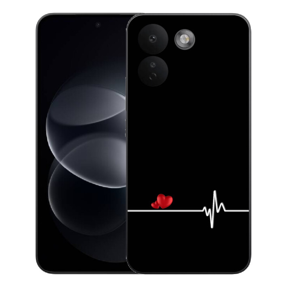 Gélový kryt mmCase na Xiaomi Redmi Note 17 Pro Max 5G - srdce a tep čierne pozadie