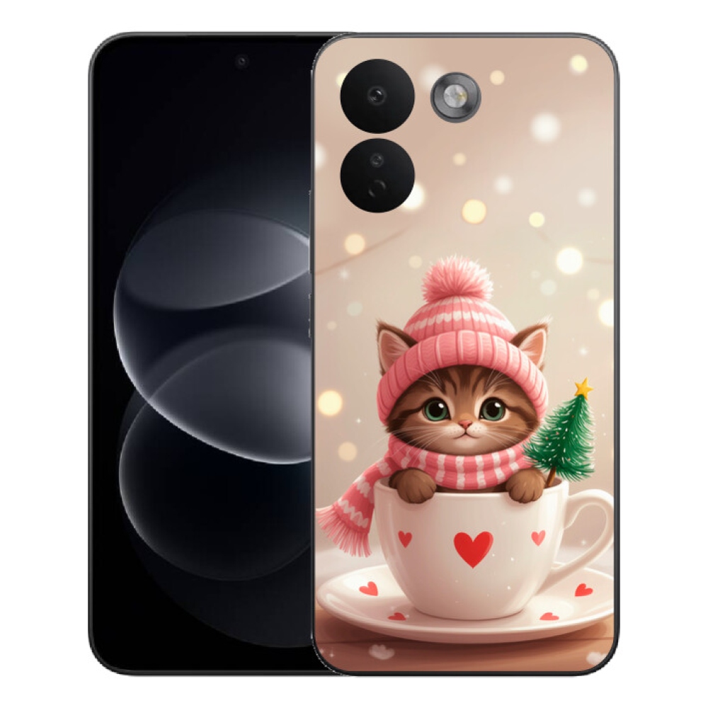 Gélový kryt mmCase na Xiaomi Redmi Note 17 Pro Max 5G - vianočné mačiatko v hrnčeku