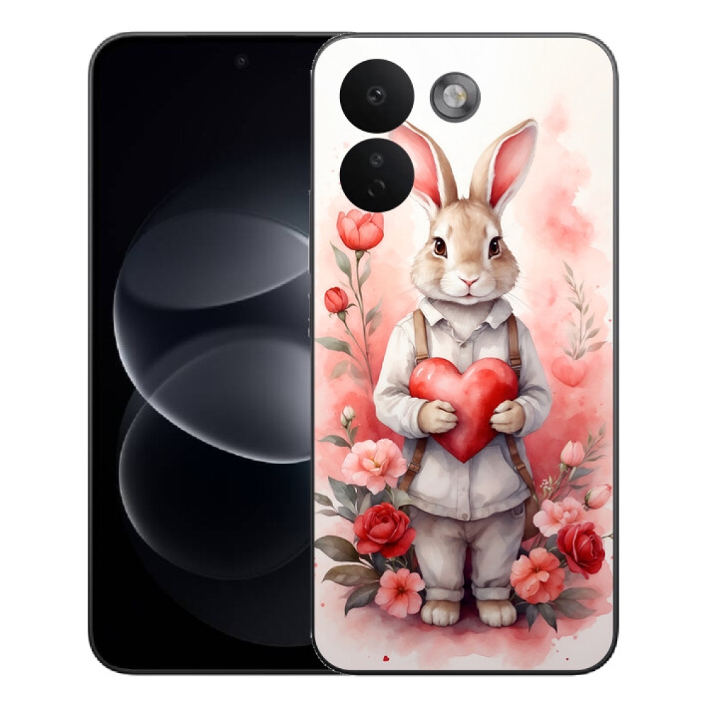 Gélový kryt mmCase na Xiaomi Redmi Note 17 Pro Max 5G - zajac so srdiečkom