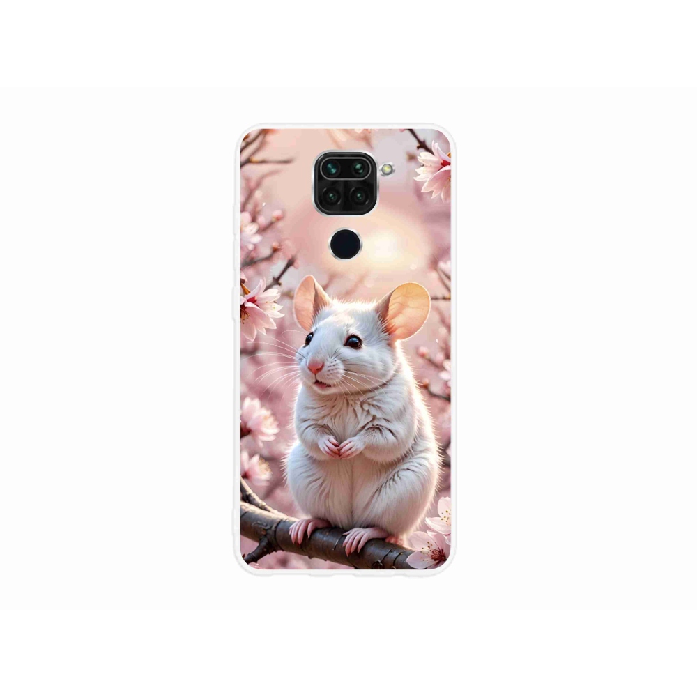 Gélový kryt mmCase na Xiaomi Redmi Note 9 - biela myš na vetve