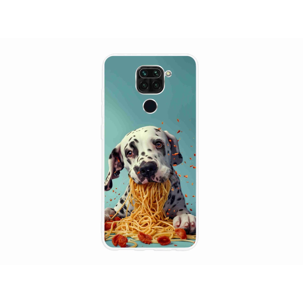 Gélový kryt mmCase na Xiaomi Redmi Note 9 - dalmatín a špagety