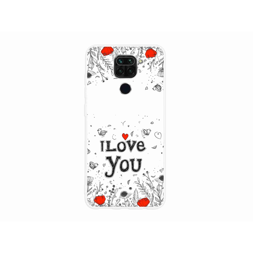 Gélový kryt mmCase na Xiaomi Redmi Note 9 - I love you biele pozadie