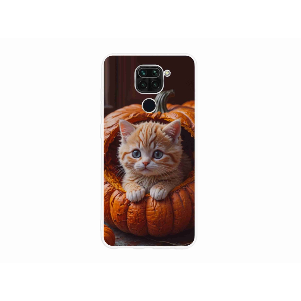 Gélový kryt mmCase na Xiaomi Redmi Note 9 - mačiatko a tekvica 2