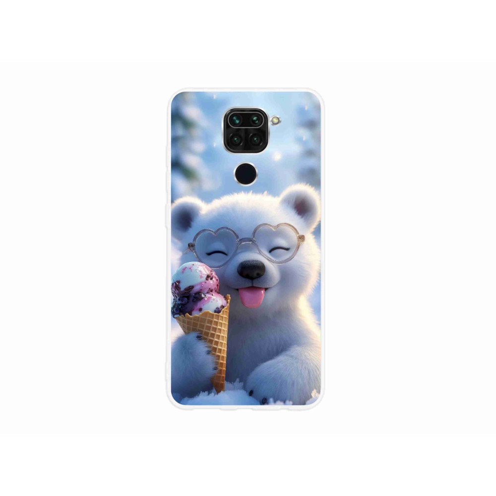 Gélový kryt mmCase na Xiaomi Redmi Note 9 - medvedík so zmrzlinou