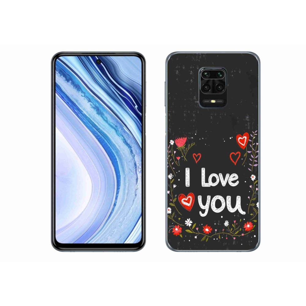 Gélový kryt mmCase na Xiaomi Redmi Note 9 Pro - I love you čierne pozadie