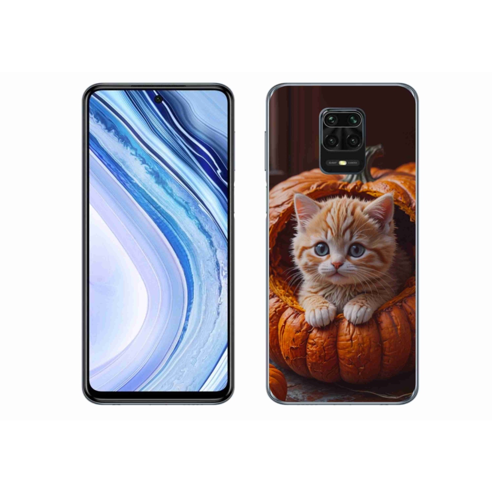 Gélový kryt mmCase na Xiaomi Redmi Note 9 Pro - mačiatko a tekvica 2