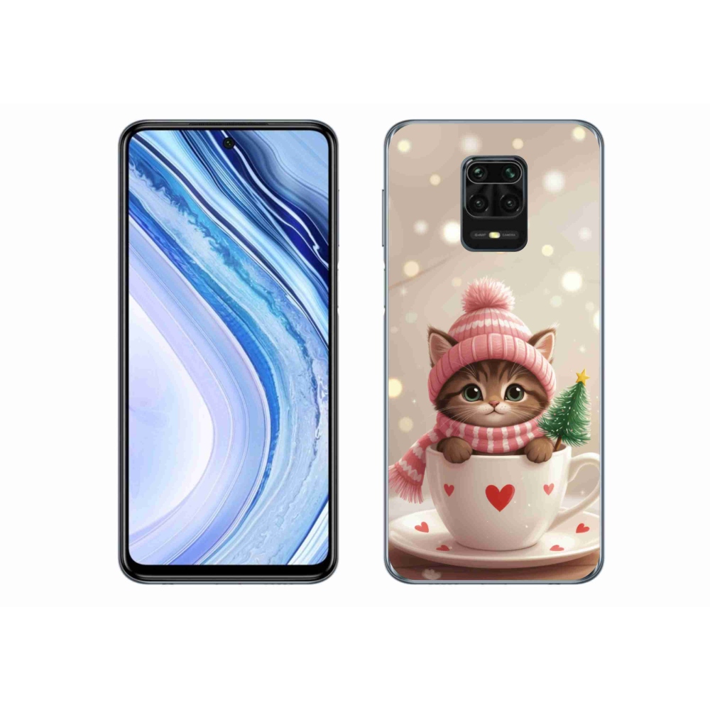 Gélový kryt mmCase na Xiaomi Redmi Note 9 Pro - vianočné mačiatko v hrnčeku