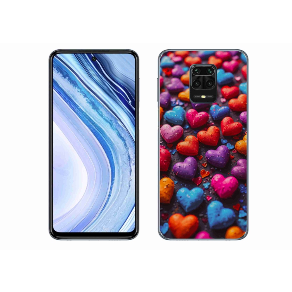 Gélový kryt mmCase na Xiaomi Redmi Note 9S - farebné srdcia