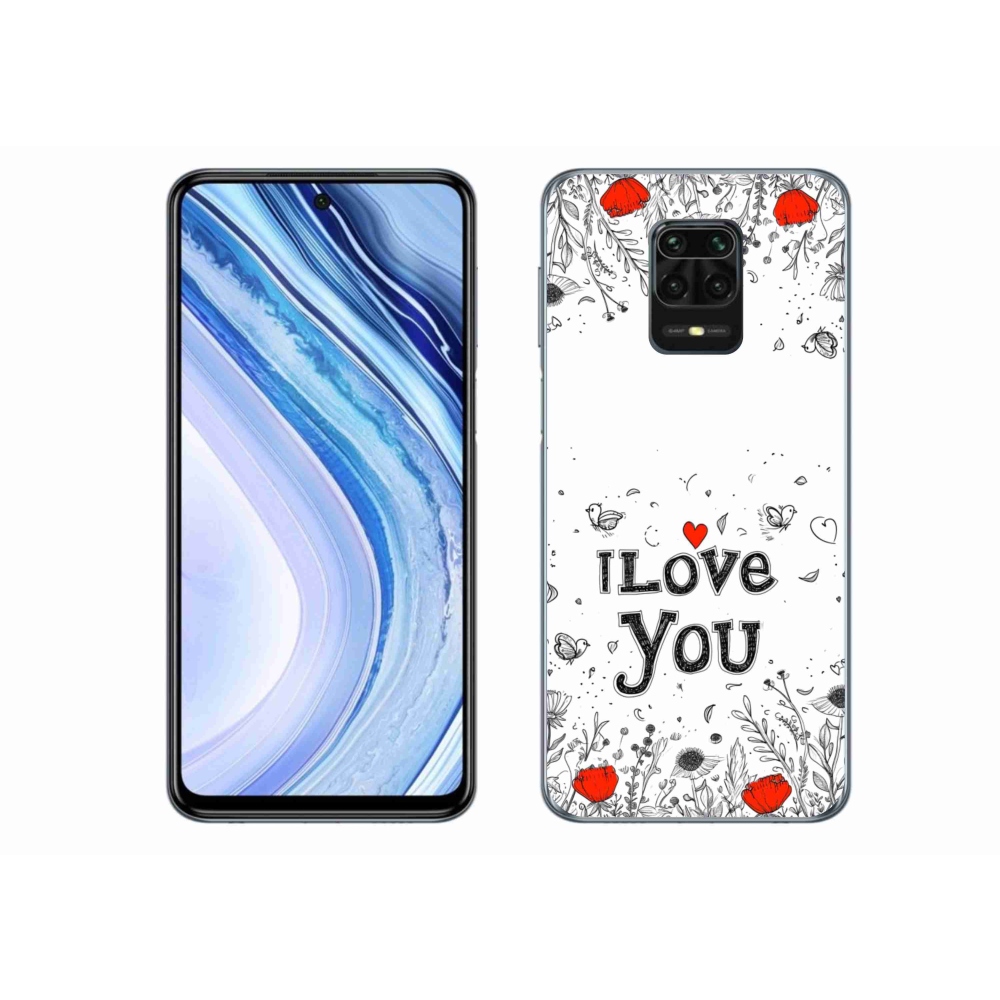 Gélový kryt mmCase na Xiaomi Redmi Note 9S - I love you biele pozadie