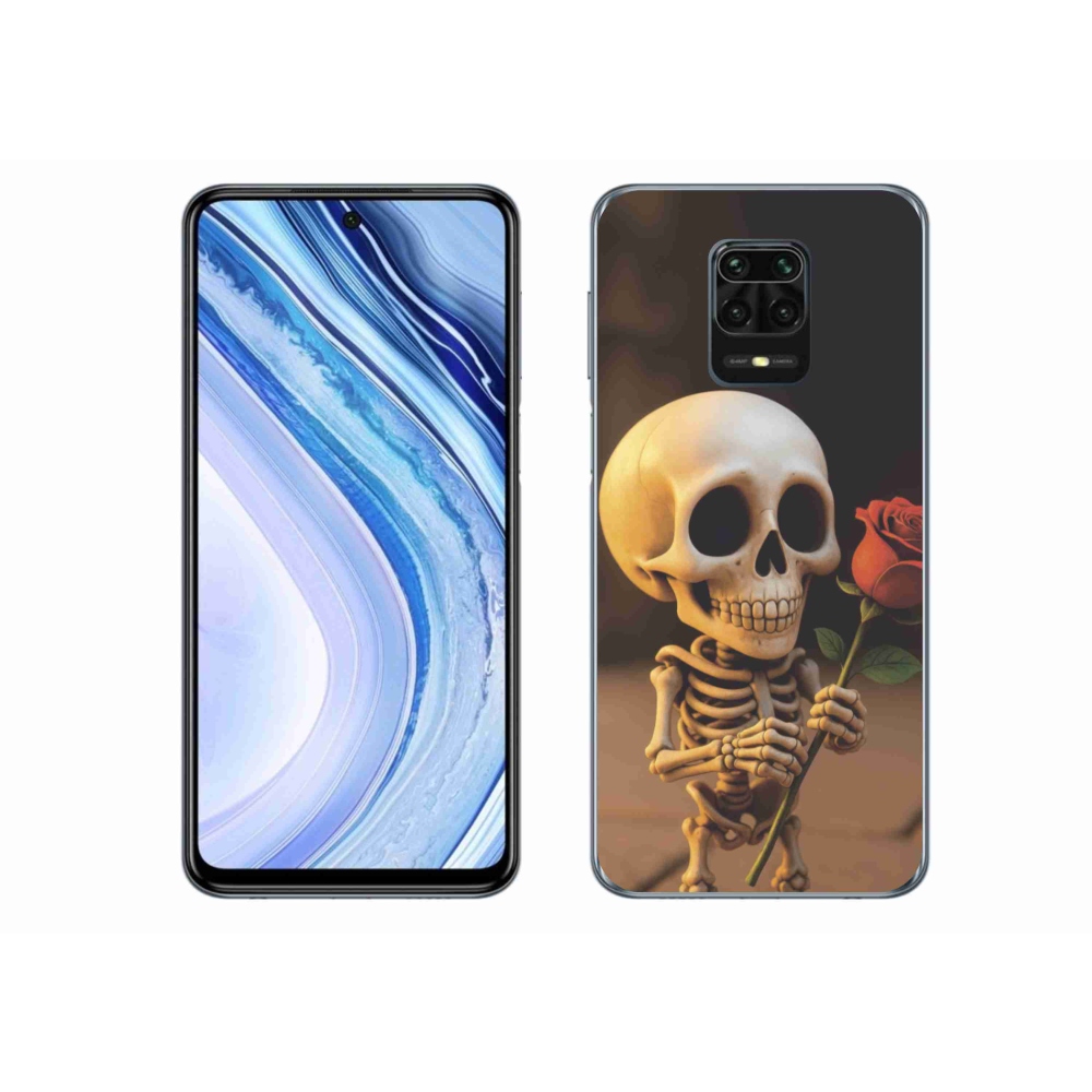 Gélový kryt mmCase na Xiaomi Redmi Note 9S - kostlivec s ružou