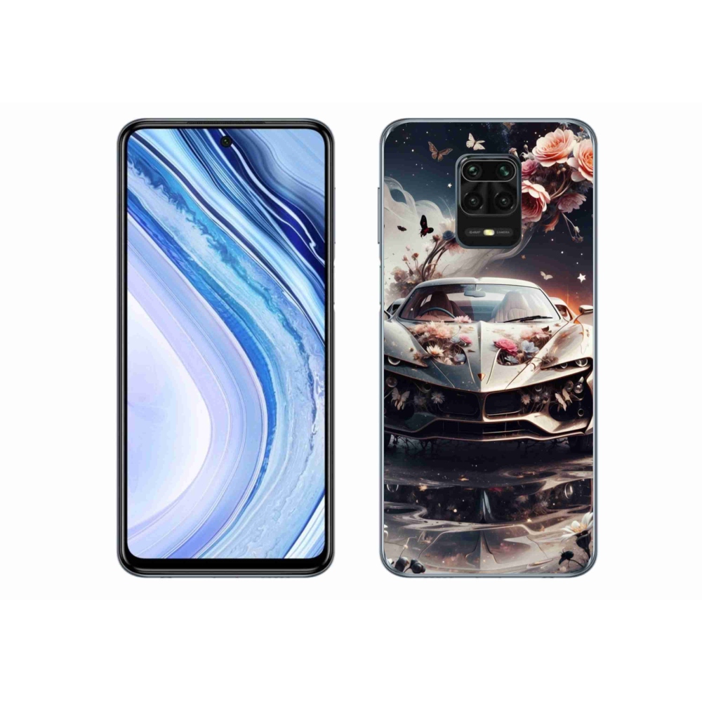 Gélový kryt mmCase na Xiaomi Redmi Note 9S - kvetinový športový automobil