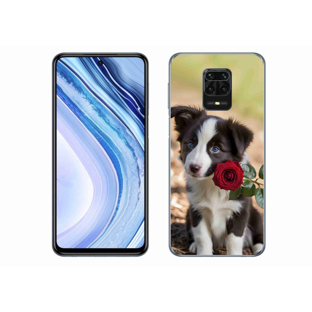 Gélový kryt mmCase na Xiaomi Redmi Note 9S - roztomilá border kólia s ružou