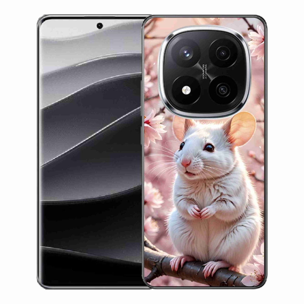 Gélový kryt mmCase na Xiaomi Remdi Note 14 Pro+ 5G - biela myš na vetve