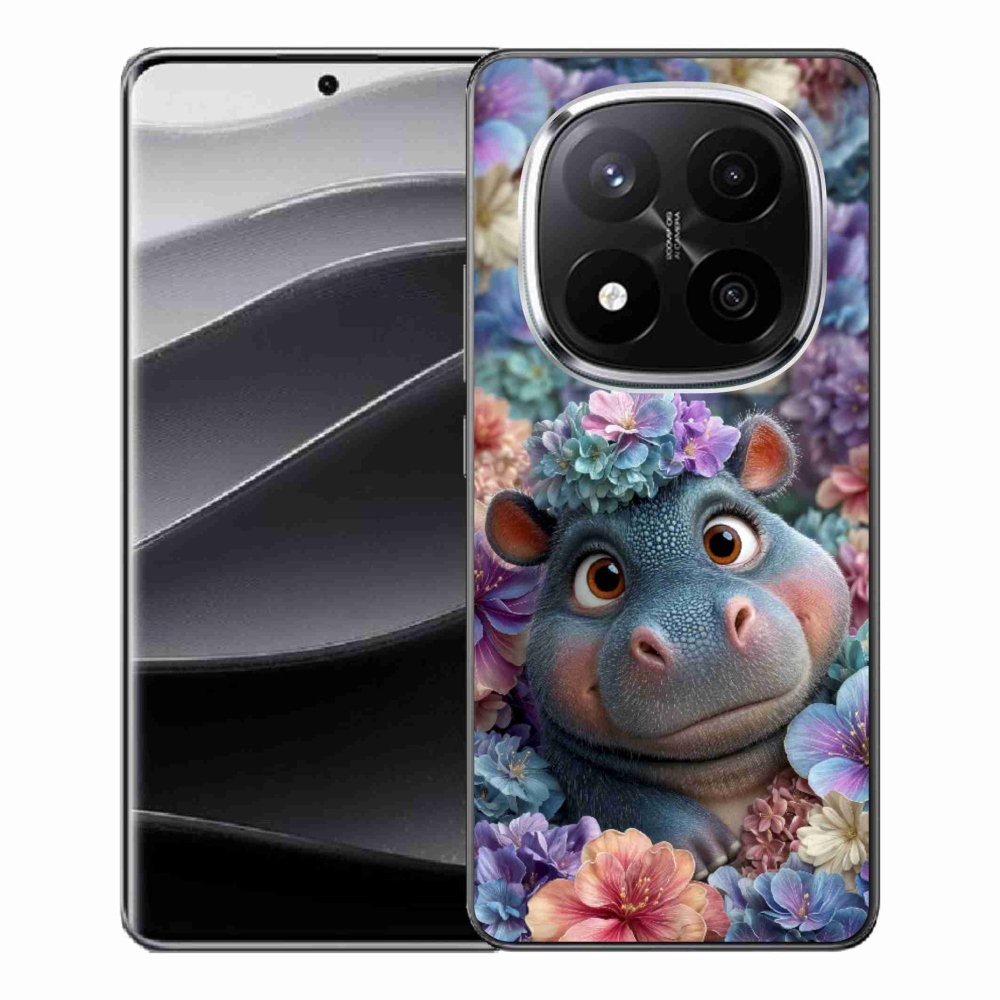 Gélový kryt mmCase na Xiaomi Remdi Note 14 Pro+ 5G - hrošík v kvetoch