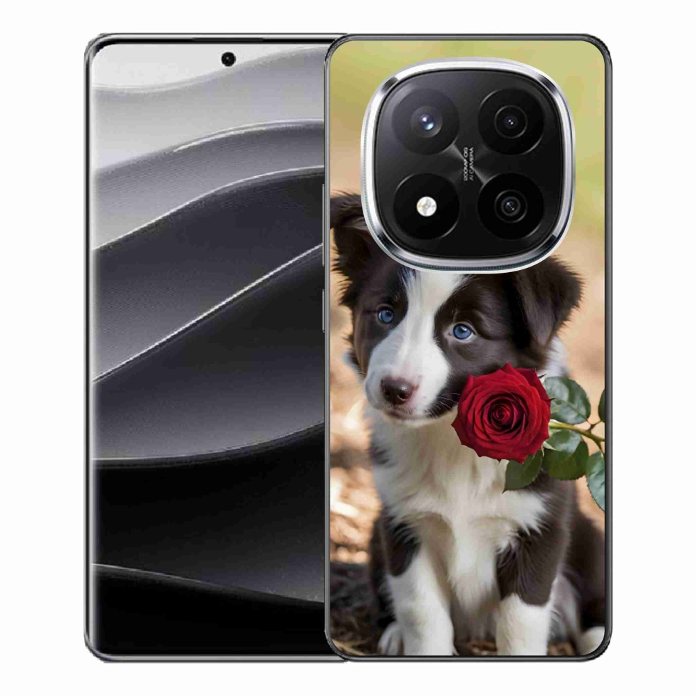 Gélový kryt mmCase na Xiaomi Remdi Note 14 Pro+ 5G - roztomilá border kólia s ružou