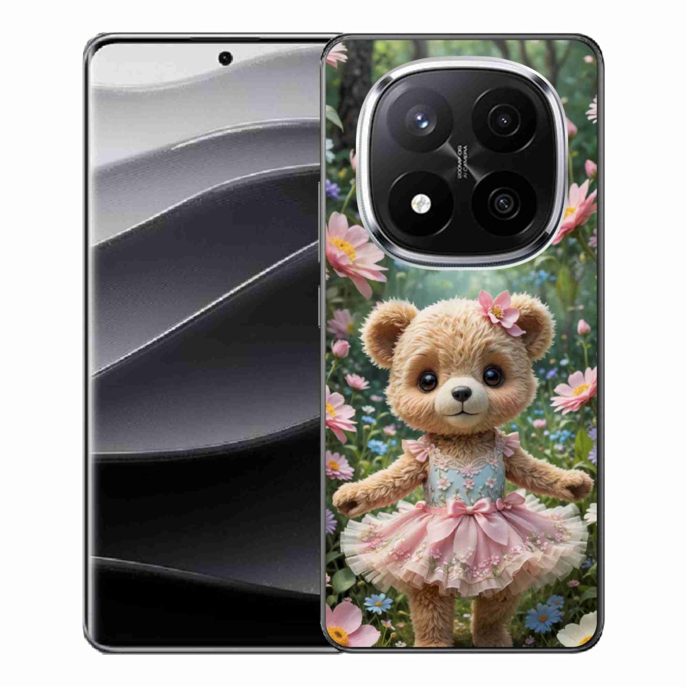 Gélový kryt mmCase na Xiaomi Remdi Note 14 Pro+ 5G - roztomilý medvedík v kvetoch