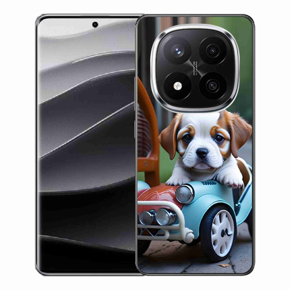Gélový kryt mmCase na Xiaomi Remdi Note 14 Pro+ 5G - šteňa v retro aute