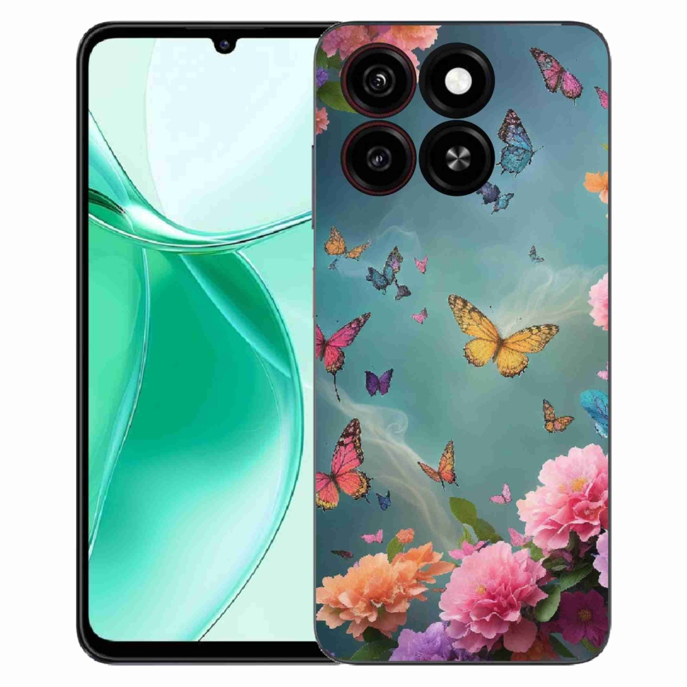 Gélový kryt mmCase na ZTE Blade A35 - farebné kvety a motýle