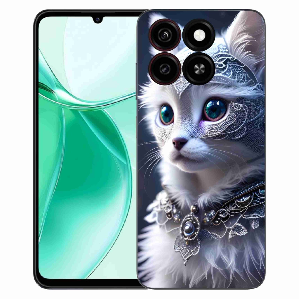 Gélový kryt mmCase na ZTE Blade A35 - biela mačka