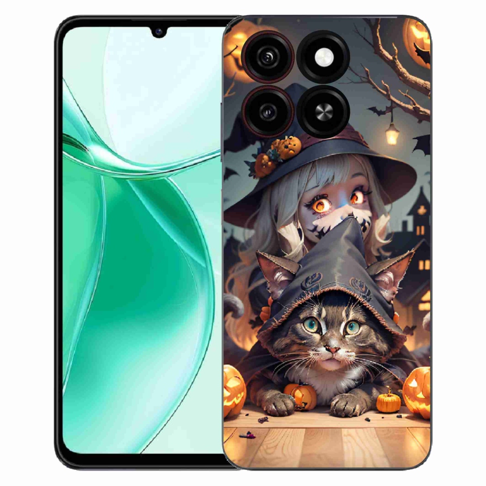 Gélový kryt mmCase na ZTE Blade A35 - čarodejnica s mačkou