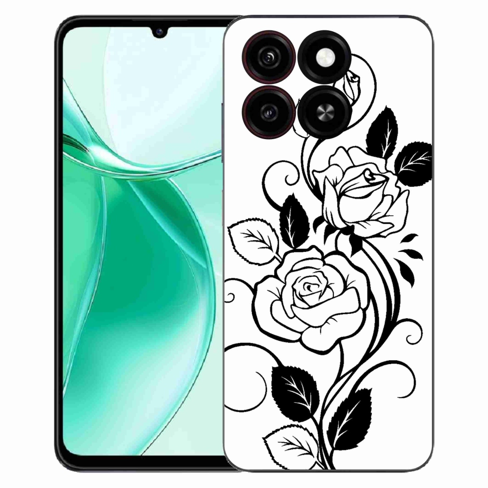 Gélový kryt mmCase na ZTE Blade A35 - čiernobiela ruža