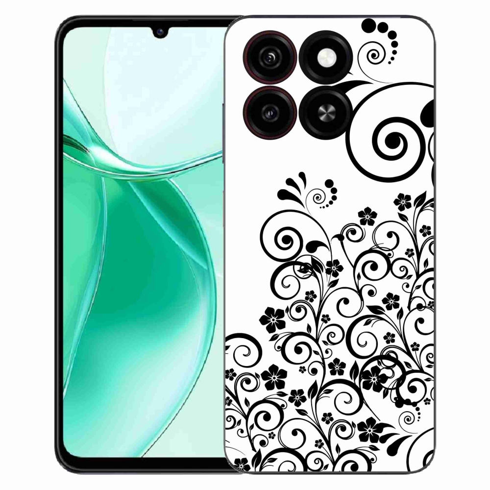 Gélový kryt mmCase na ZTE Blade A35 - čiernobiele kvetinové vzory