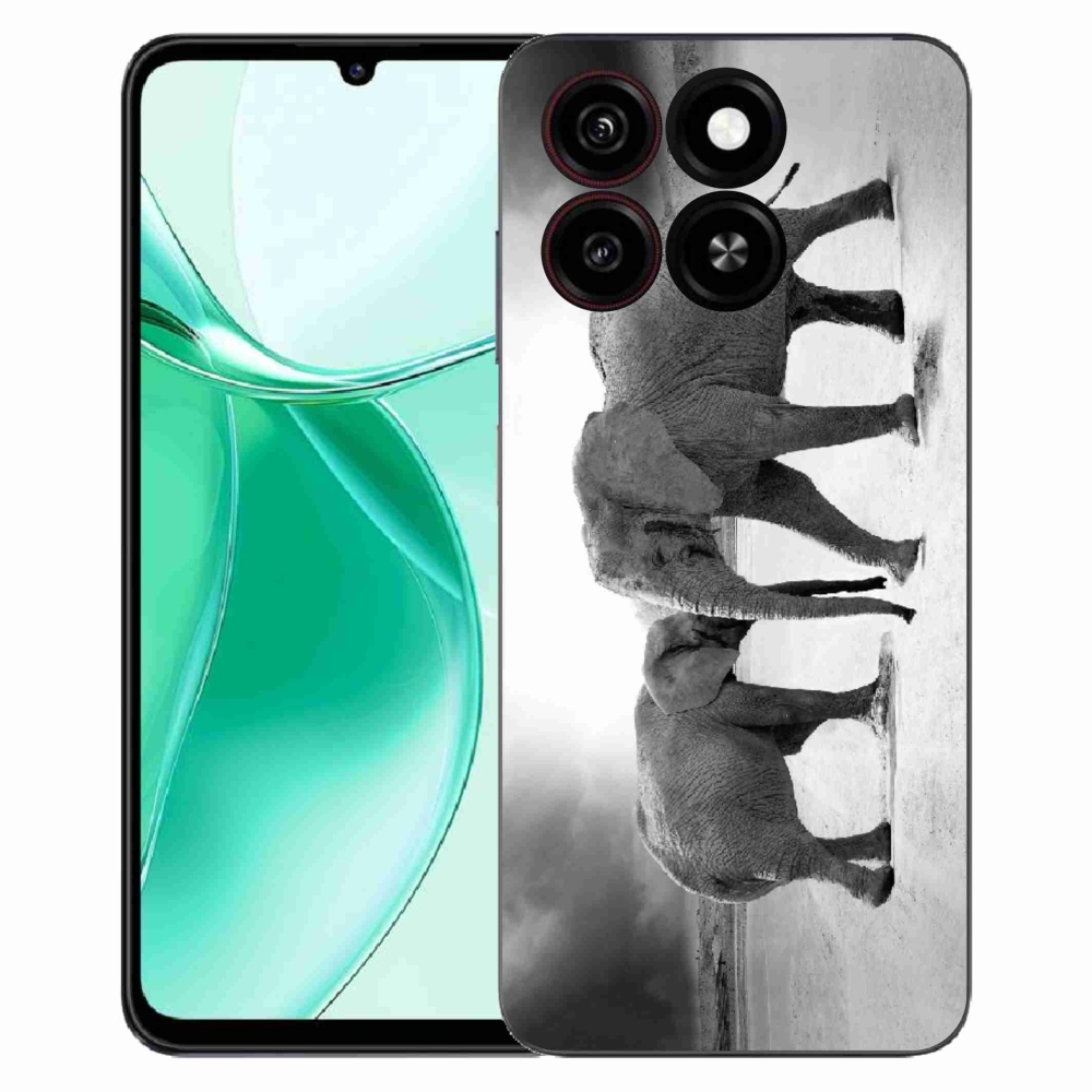 Gélový kryt mmCase na ZTE Blade A35 - čiernobieli slony