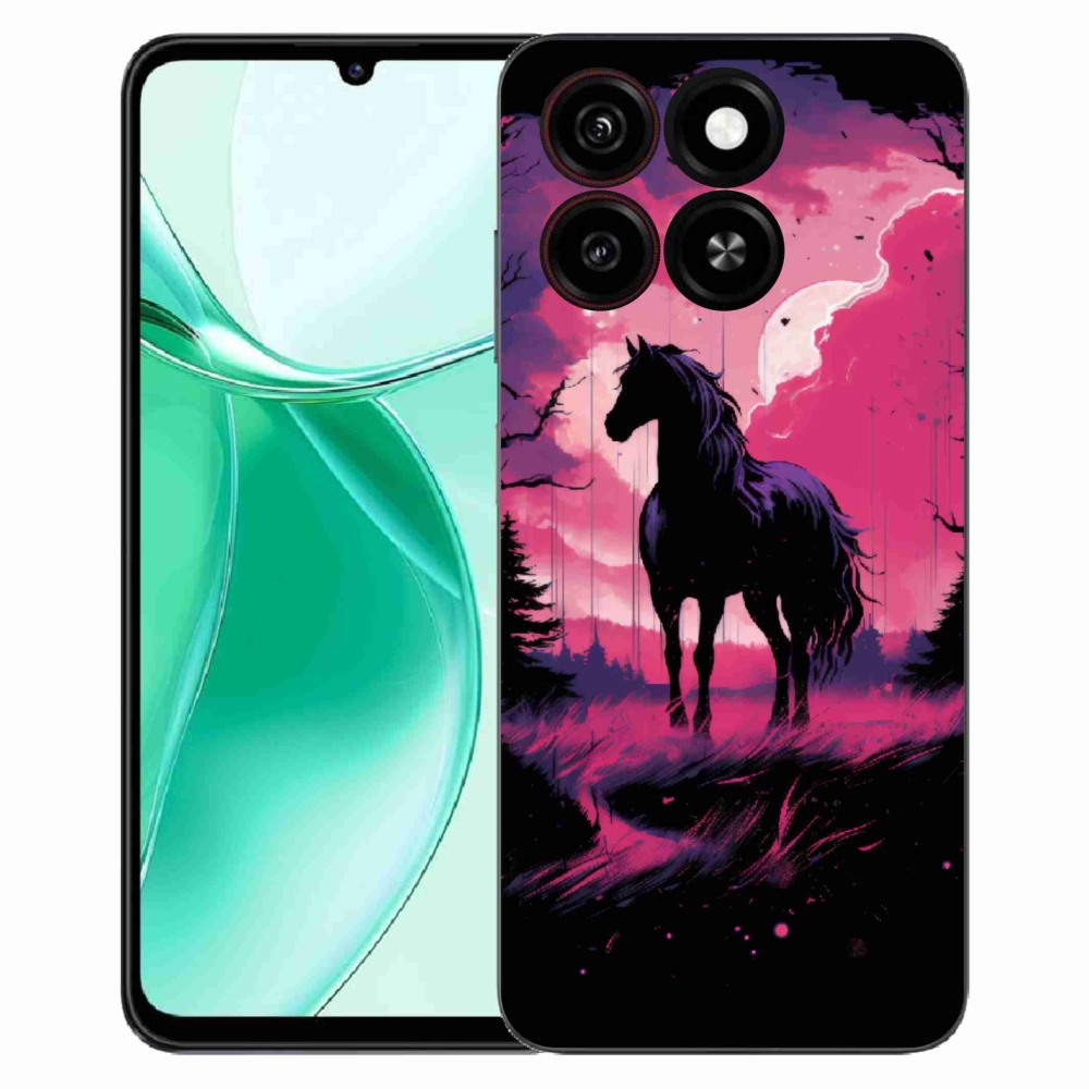 Gélový kryt mmCase na ZTE Blade A35 - čierny kreslený kôň 1