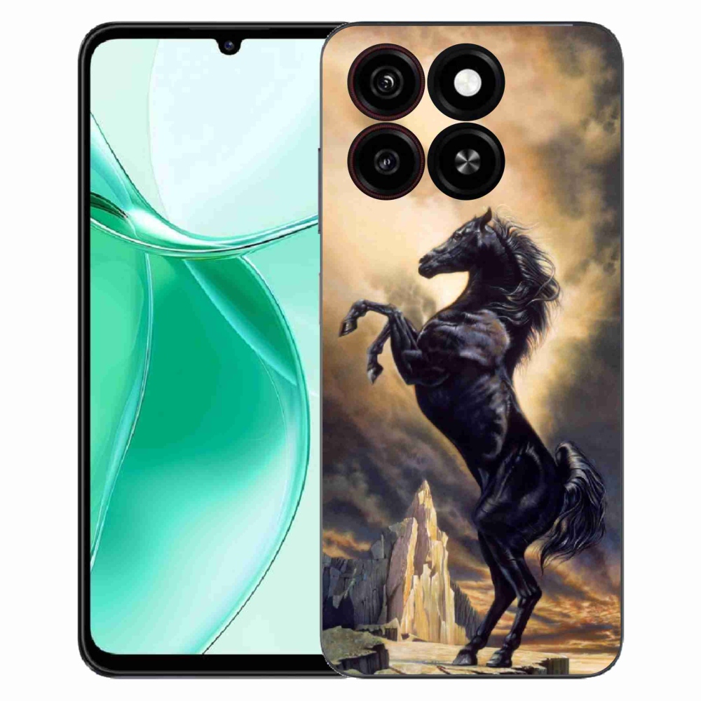 Gélový kryt mmCase na ZTE Blade A35 - čierny kreslený kôň