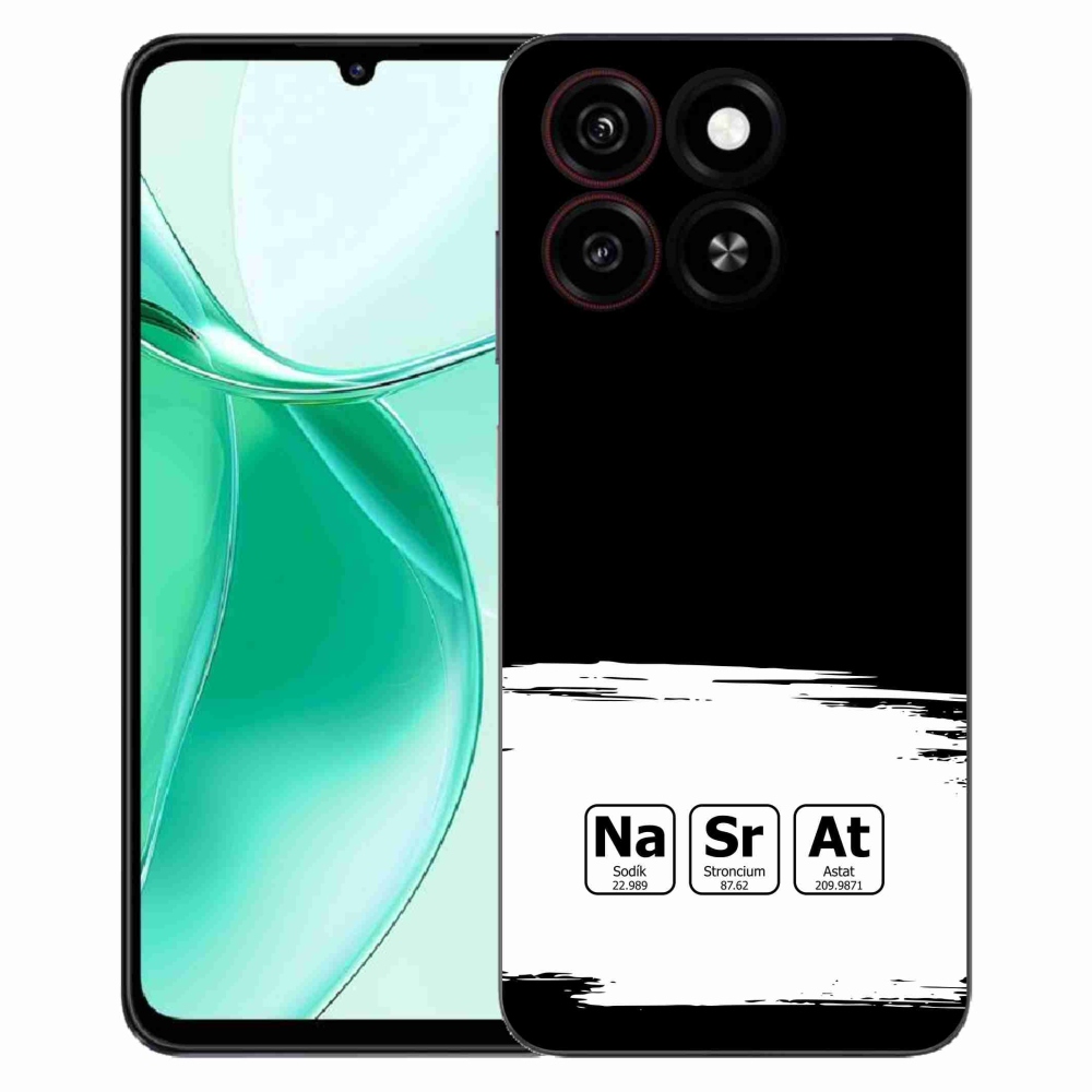 Gélový kryt mmCase na ZTE Blade A35 - chemické prvky bieločierne pozadie