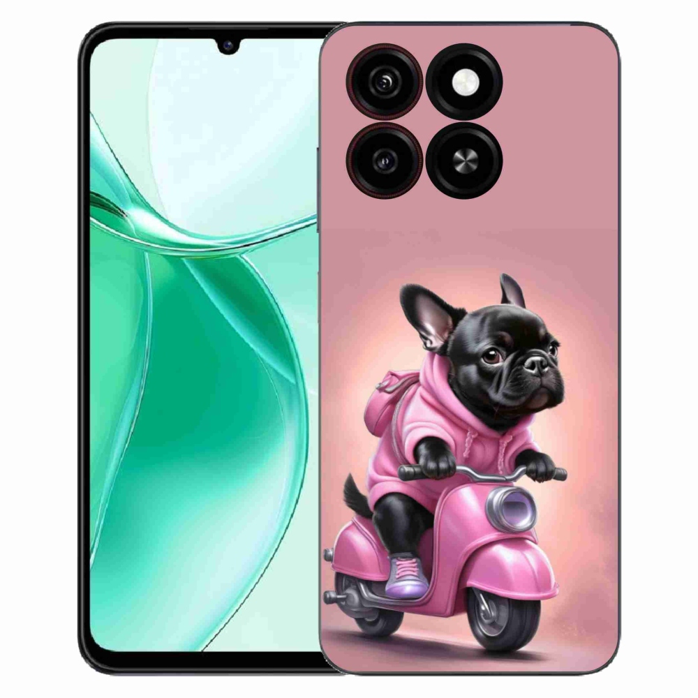 Gélový kryt mmCase na ZTE Blade A35 - francúzsky buldoček na skútri