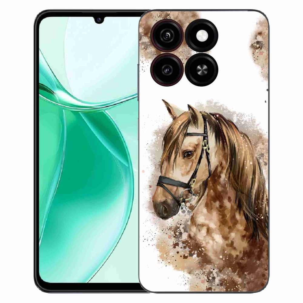 Gélový kryt mmCase na ZTE Blade A35 - hnedý kreslený kôň