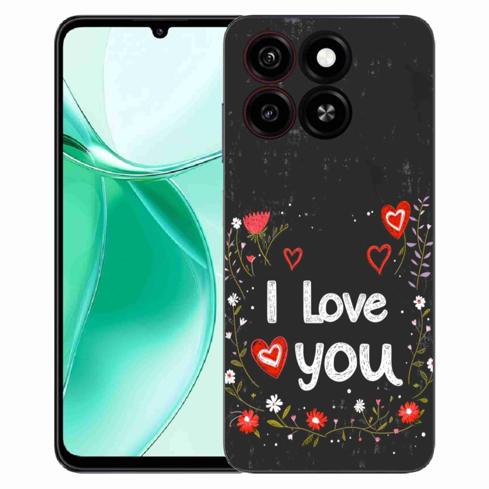 Gélový kryt mmCase na ZTE Blade A35 - I love you čierne pozadie