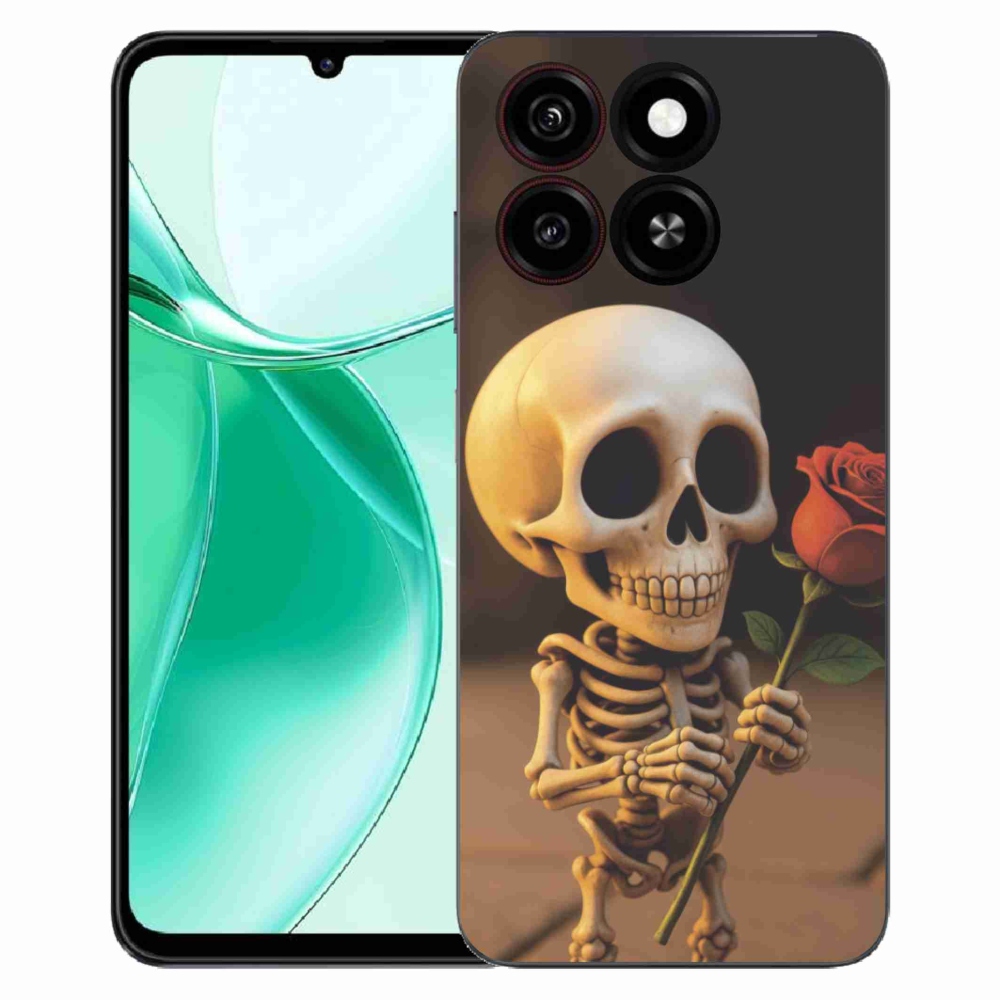 Gélový kryt mmCase na ZTE Blade A35 - kostlivec s ružou