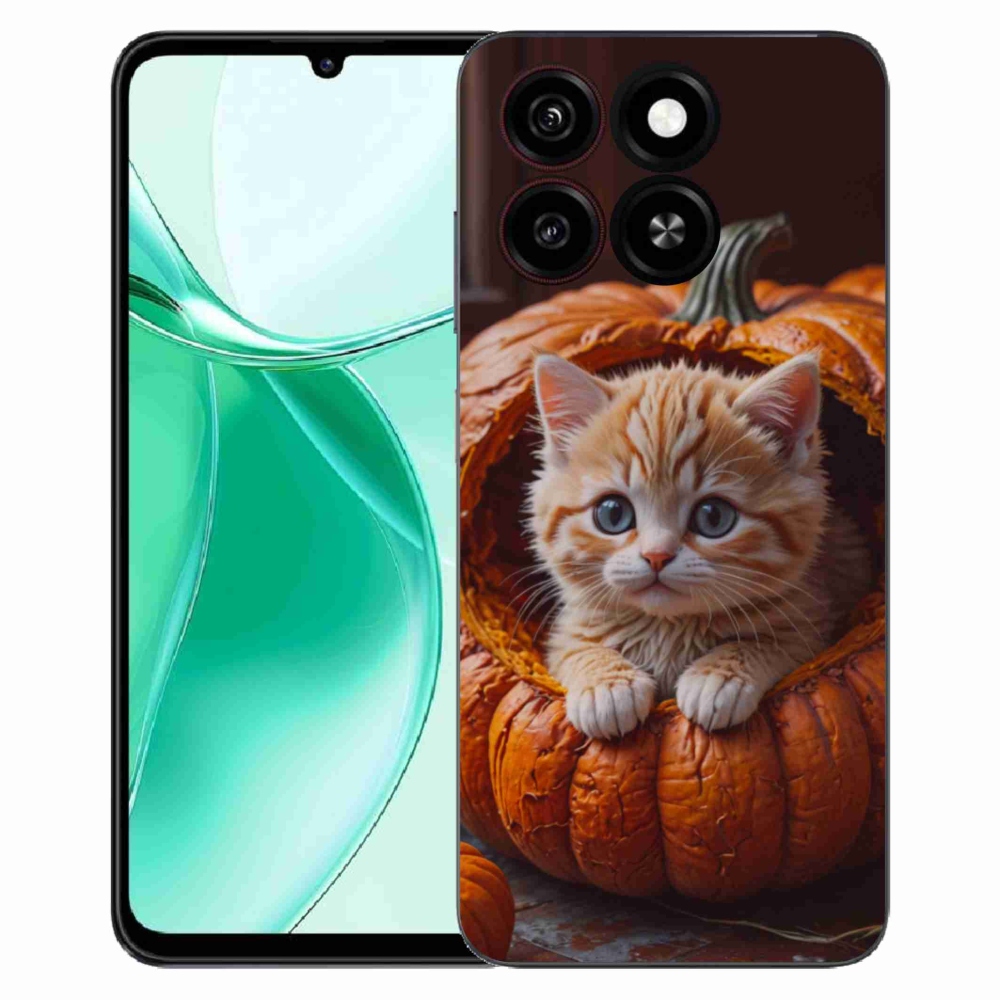 Gélový kryt mmCase na ZTE Blade A35 - mačiatko a tekvica 2