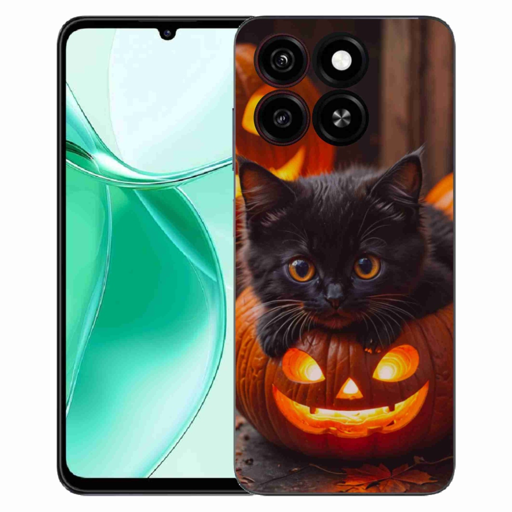 Gélový kryt mmCase na ZTE Blade A35 - mačiatko a tekvica