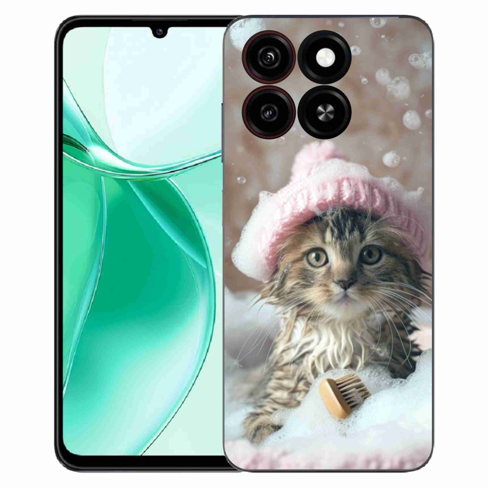 Gélový kryt mmCase na ZTE Blade A35 - mačiatko a kúpeľ