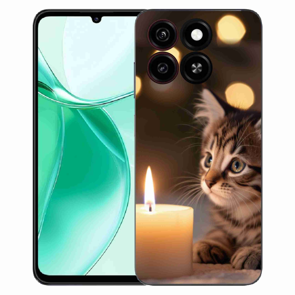 Gélový kryt mmCase na ZTE Blade A35 - mačiatko a sviečka