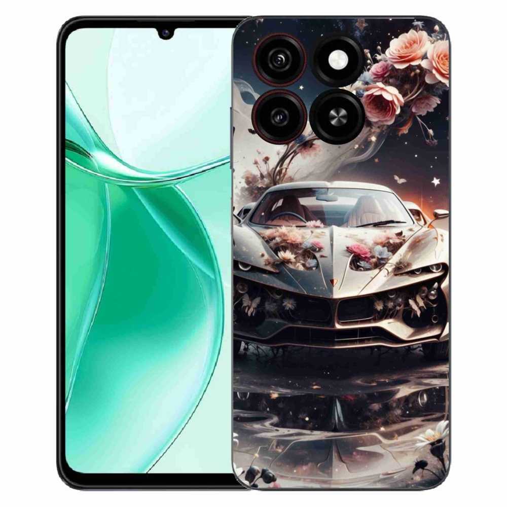 Gélový kryt mmCase na ZTE Blade A35 - kvetinový športový automobil