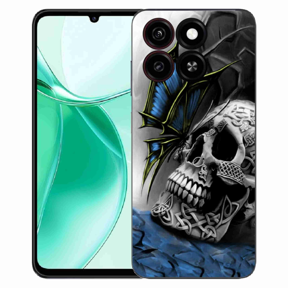 Gélový kryt mmCase na ZTE Blade A35 - motýľ a lebka