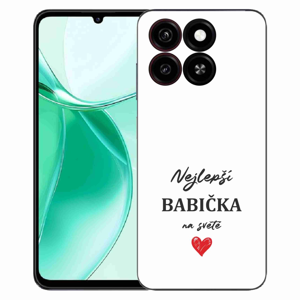 Gélový kryt mmCase na ZTE Blade A35 - najlepšia babička 1 biele pozadie