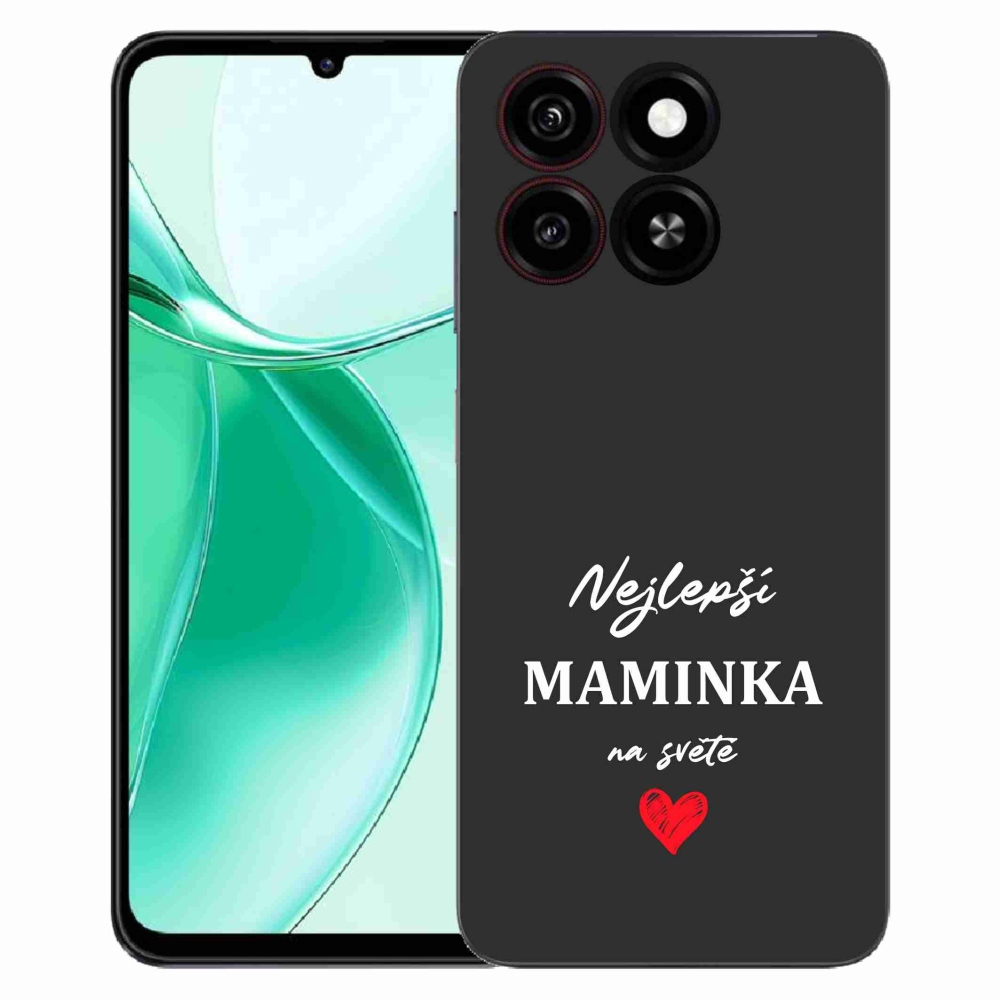 Gélový kryt mmCase na ZTE Blade A35 - najlepšia mamička 1 čierne pozadie