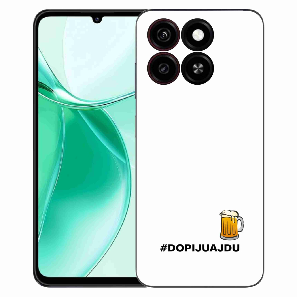 Gélový kryt mmCase na ZTE Blade A35 - pivný motív 1 biele pozadie