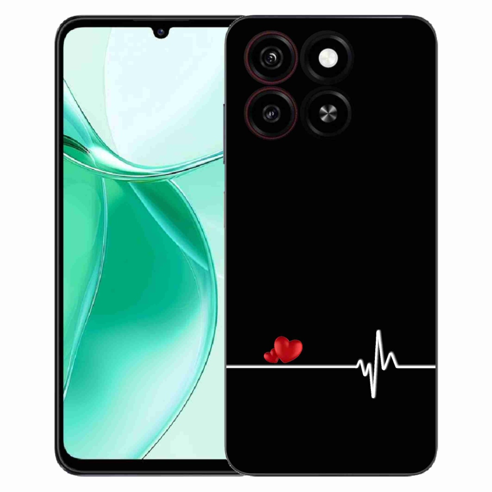 Gélový kryt mmCase na ZTE Blade A35 - srdce a tep čierne pozadie