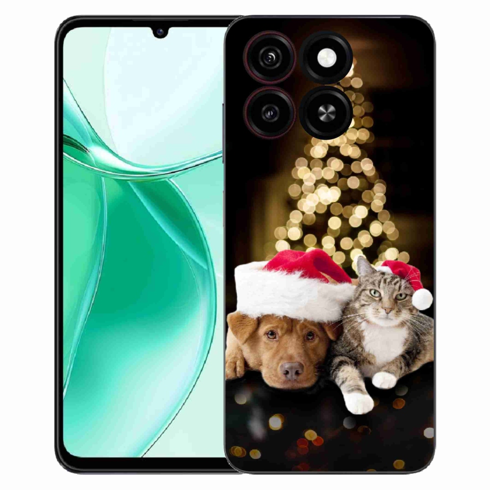 Gélový kryt mmCase na ZTE Blade A35 - vianočný pes a mačka